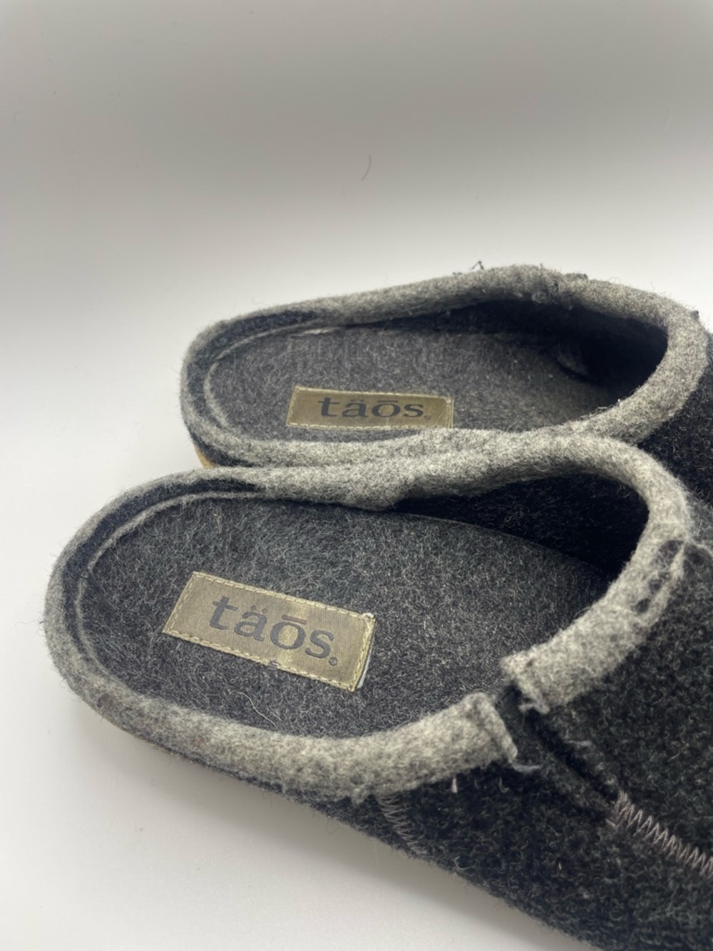 Taos Footwear Women's Charcoal Gray Wool Slip-On Clogs - Picture 2 of 6